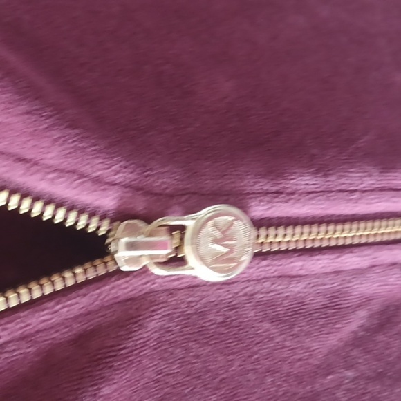 Michael Kors Ladies Velour Jacket - Women's L, Burgundy, full zip - Picture 2 of 8